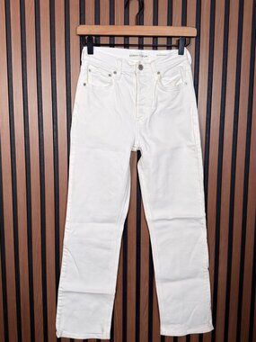 Denim Forum Jeans 24 Womens White Arlo High Rise Straight Button Fly